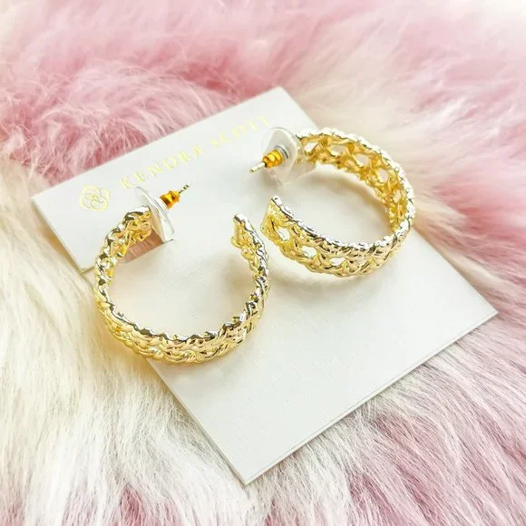 Kendra Scott Gold Natalie Hoop Earrings - Picture 1 of 3